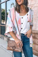 Floral Print Open Front Bell Sleeve kimono