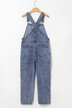 Sail Blue Denim Bib Straight Leg Jumpsuit with Pockets