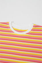 Yellow Stripe Rainbow Tee Tasseled String Wide Leg Pants Set