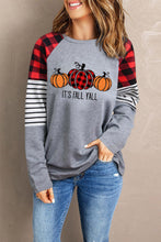 Buffalo Plaid & Stripe Splicing Long Sleeve Top