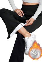 Black Thermal Lined Split Flare Leg Pants