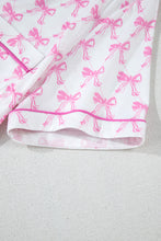 Pink Bowknot Printed Short Sleeve and Ruffled Shorts Valentines Pajama Set