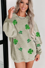 Green St. Patrick Sequined Graphic Corded Sweatshirt