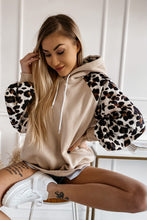 Khaki Leopard Bishop Sleeve Hooded Sweatshirt