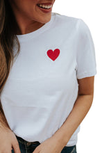 Valentines Heart Pattern Embroidery T Shirt