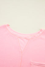 Pink Plus Size Ribbed Exposed Seam Tee and Shorts Set