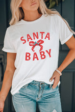 Camiseta blanca con gráfico de lazo de regalo de SANTA BABY