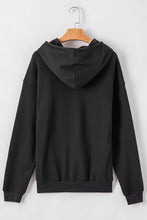 Black Fleece Lined Kangaroo Pocket Drawstring Chunky Hoodie