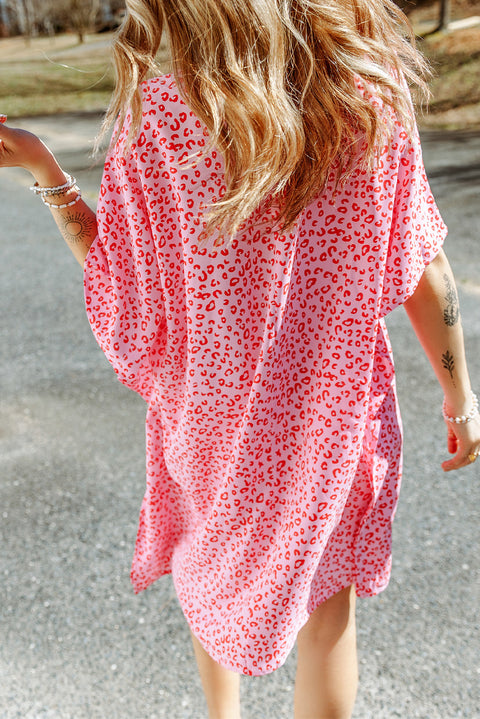 Animal Print Half Sleeve Shift Dress