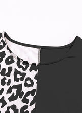 Contrast Solid Leopard Short Sleeve T-shirt Dress with Slits