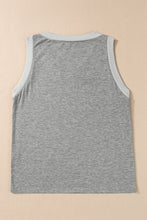 Gray Ribbed V Neck Tank