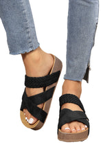 Braided Detail Criss Cross Platform Slippers