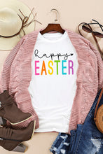 White Happy EASTER Round Neck Graphic Tee