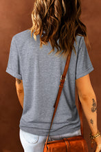 Gray Bowknots Print Round Neck Casual T Shirt