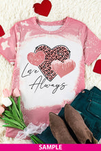 Love Always Heart Leopard Bleached Print Graphic T Shirt