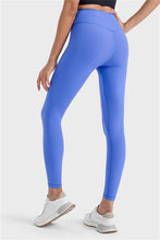 Blue Wide Waistband Ribbed Skinny Yoga Pants