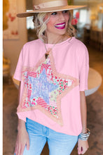 Pink Star Patchwork Loose T-shirt