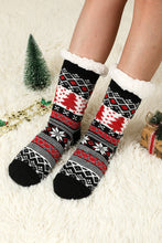 Calcetines térmicos con estampado de árbol de Navidad negro