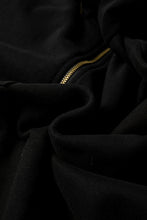 Black Fleece Lined Half Zipper Kangaroo Pockets Loose Hoodie