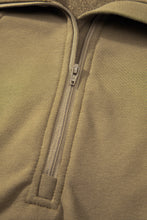 Brown Quarter Zip Stand Neck Kangaroo Pocket Sweatshirt