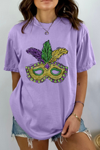 Wisteria Mardi Gras Mask Graphic Crew Neck Festival T Shirt