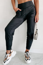 Black Exposed Seam High Waist Pocketed Joggers