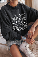 Black Halloween Skeleton Print Drop Sleeve Pullover Sweatshirt