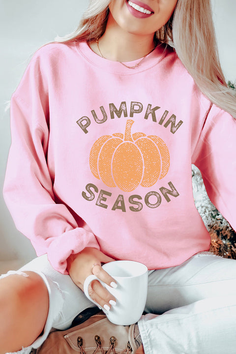 Pink PUMPKIN SEASON Crew Neck Drop Shoulder Sweatshirt