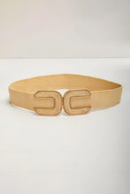 Beige Straw Braided Elastic Wide Belt