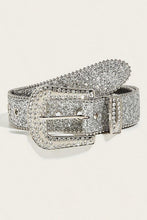 White Rhinestone Decorated Buckle Belt