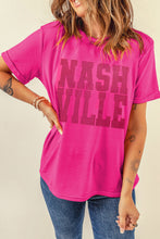 Rose Red NASHVILLE Rhinestone Crew Neck Graphic Tee