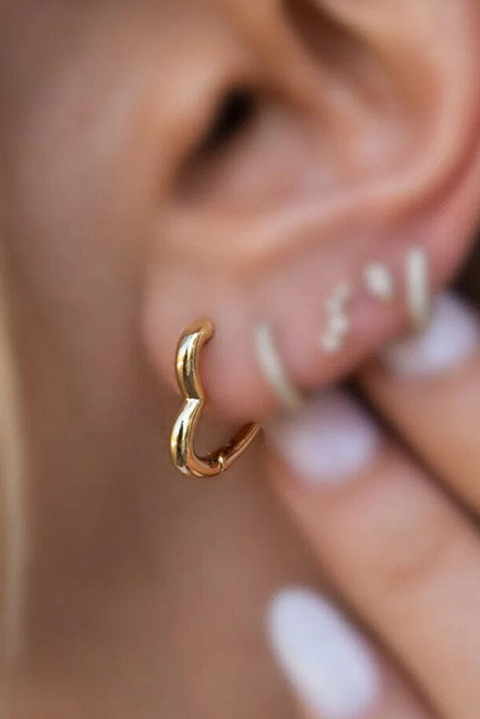 Gold Heart Shape Plated Alloy Hook Earrings