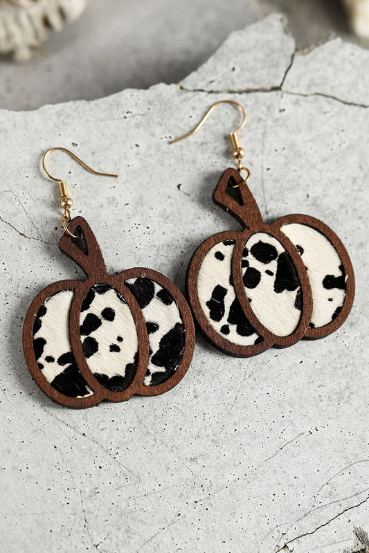 Pendientes colgantes con forma de calabaza con estampado animal multicolor 