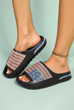 Black Rhinestone American Flag Thick Sole Slippers