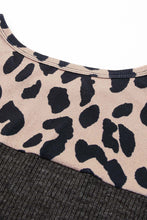 Leopard Contrast Trim Knit Top