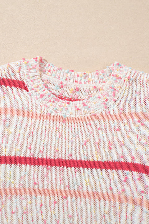 Pink Striped Confetti Knit Sweater