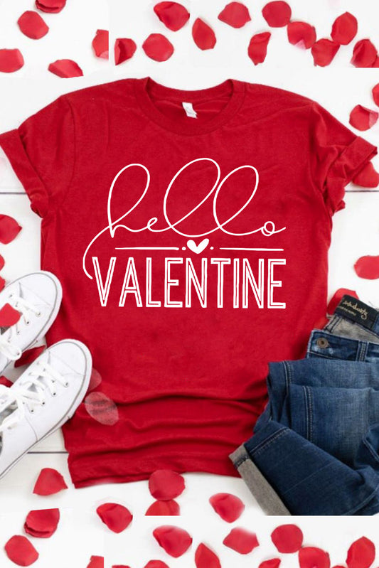 Camiseta con estampado de letras Hello Valentine