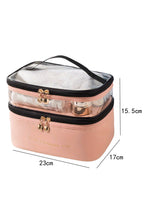 Pink Waterproof PVC Double-layer Cosmetic Bag