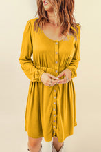 Button Up High Waist Long Sleeve Dress