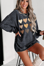 Gray Valentine Heart Graphic Corded Sweatshirt