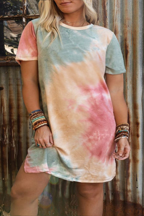 Tie-dye Round Neck Short Sleeve Top