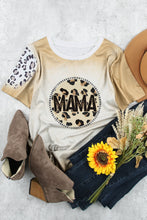 Khaki MAMA Leopard Bleached Print Crew Neck T Shirt