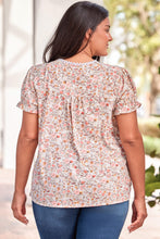 Split Neck Floral Print Plus Size Top