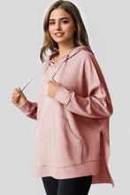 Light Pink Waffle Knit Fleece Lined High Low Oversized Hoodie