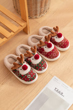 Dark Green Christmas Cartoon Reindeer Plush Home Slippers