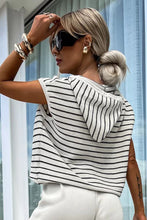 White Stripe Drawstring Hooded Loose Sweater T Shirt