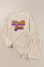 Parchment Mardi Gras Sequined Corded Knit Two Piece Shorts Set