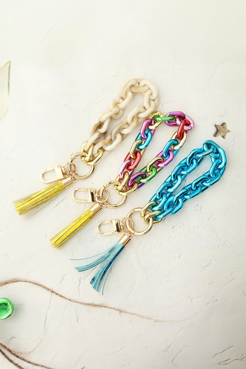 Festival Fuchsia Chain Design Tassel Key Ring