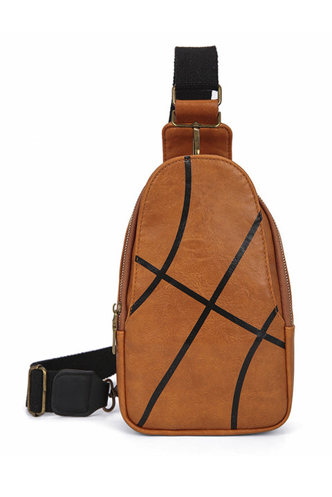 Chestnut Balls Pattern PU Leather Zipped Sling Bag