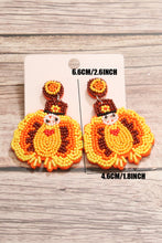 Yellow Halloween Turkey Beaded Drop Earrings